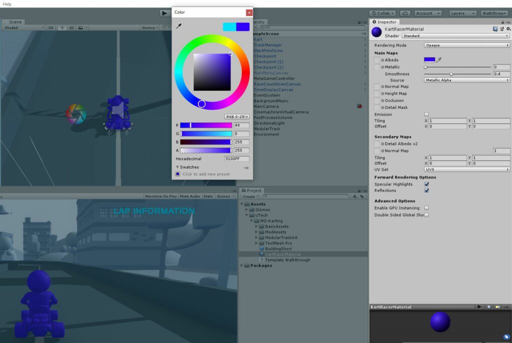 Unity Farbauswahl Erste Erfahrungen in Unity