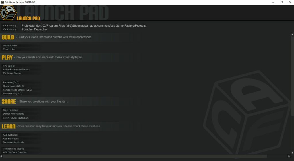 Axis Game Factory Launchpad