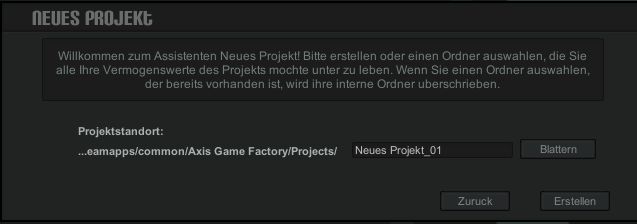 Axis Neues Projekt