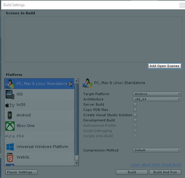 Gespeicherte Szenen werden hinzugefügt Erste Erfahrungen in Unity