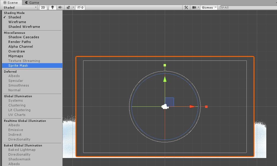 Draw Mode im Szenenfenster