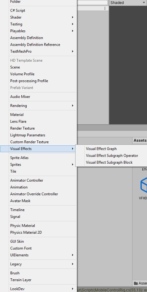 Erstellen eines Visual Effect Graph Assets1