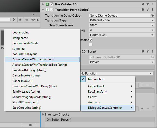 Dialogue Canvas Controller 2D Game Kit