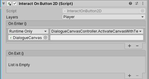 Interact on Button 2D Dialogue 2D Game Kit