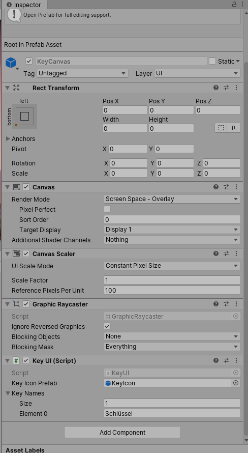 KeyCanvas für das 2D Game Kit