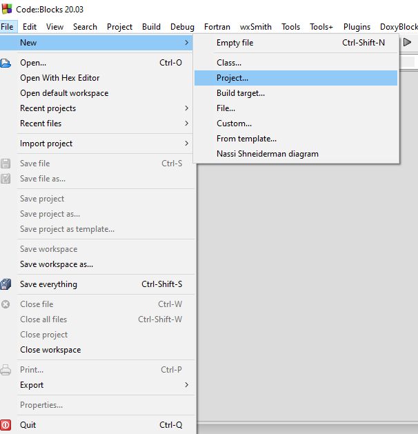 Projekt in Code Blocks starten