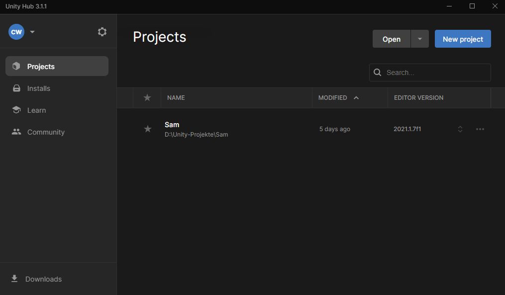 New Project Wie du ein Projekt in Unity anlegst